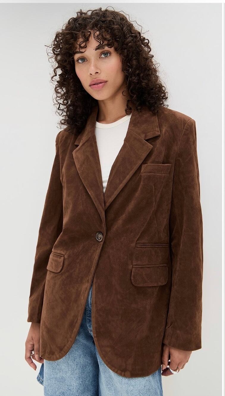 NWOT FREE PEOPLE x We The Free Paper Cut Faux Blazer In Brown Bear  $198